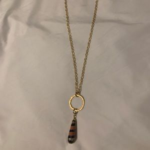 Striped Pendant Gold Necklace